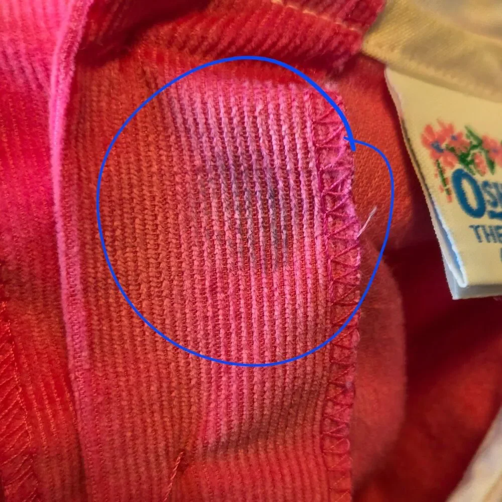 Vintage Pink Osh Kosh B'Gosh Corduroy 2T Dress Lace Peter Pan Collar